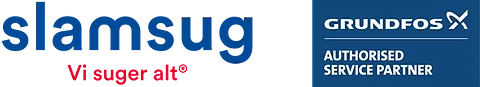 Logoer for Slamsug AS og Grundfos Autorisert servicepartner