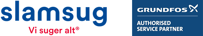 Logoer for Slamsug AS og Grundfos Autorisert servicepartner